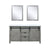 Lexora Marsyas LM342260DHCS000 60" Single Bathroom Vanity in Ash Grey with White Quartz, White Rectangle Sink, with mirrors