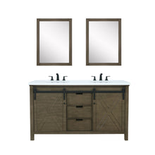 Load image into Gallery viewer, Lexora Marsyas LM342260DKCS000 60&quot; Single Bathroom Vanity in Rustic Brown with White Quartz, White Rectangle Sink, With Mirrors and Faucets