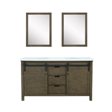 Load image into Gallery viewer, Lexora Marsyas LM342260DKCS000 60&quot; Single Bathroom Vanity in Rustic Brown with White Quartz, White Rectangle Sink, with Mirrors