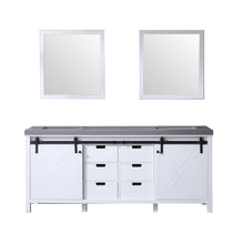 Load image into Gallery viewer, Lexora Marsyas LM342280DAAS000 80&quot; Single Bathroom Vanity in White with Grey Quartz, White Rectangle Sink, with Mirrors