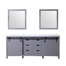 Load image into Gallery viewer, Lexora Marsyas LM342280DBBS000 80&quot; Single Bathroom Vanity in Dark Grey with White Carrara Marble, White Rectangle Sink, with mirrors