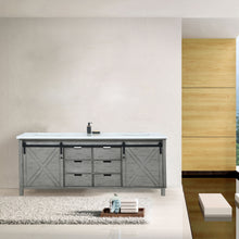 Load image into Gallery viewer, Lexora Marsyas LM342280DHCS000 80&quot; Single Bathroom Vanity in Ash Grey with White Quartz, White Rectangle Sink, Rendered Front View