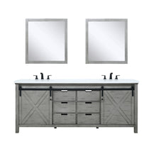 Load image into Gallery viewer, Lexora Marsyas LM342280DHCS000 80&quot; Single Bathroom Vanity in Ash Grey with White Quartz, White Rectangle Sink, with Mirrors and Faucets