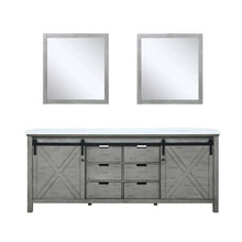 Load image into Gallery viewer, Lexora Marsyas LM342280DHCS000 80&quot; Single Bathroom Vanity in Ash Grey with White Quartz, White Rectangle Sink, with Mirrors