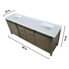 Load image into Gallery viewer, Lexora Marsyas LM342280DKCS000 80&quot; Single Bathroom Vanity in Rustic Brown with White Quartz, White Rectangle Sink, Vanity Dimensions