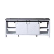 Load image into Gallery viewer, Lexora Marsyas LM342284DAAS000 84&quot; Double Bathroom Vanity in White with Grey Quartz, White Rectangle Sink, Slide Doors