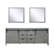 Load image into Gallery viewer, Lexora Marsyas LM342284DHCS000 84&quot; Double Bathroom Vanity in Ash Grey with White Quartz, White Rectangle Sinks, with Mirrors