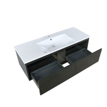 Load image into Gallery viewer, Lexora Sant LS48SRAIS000 48&quot; Single Wall Mounted Bathroom Vanity in Iron Charcoal and Acrylic Top, Integrated Rectangle Sink, Open Drawers