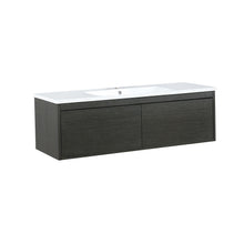 Load image into Gallery viewer, Lexora Sant LS48SRAIS000 48&quot; Single Wall Mounted Bathroom Vanity in Iron Charcoal and Acrylic Top, Integrated Rectangle Sink, Angled View