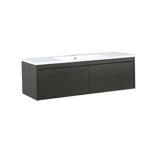 Lexora Sant LS48SRAIS000 48" Single Wall Mounted Bathroom Vanity in Iron Charcoal and Acrylic Top, Integrated Rectangle Sink, Angled View