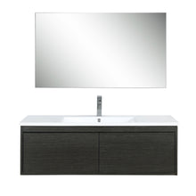 Load image into Gallery viewer, Lexora Sant LS48SRAIS000 48&quot; Single Wall Mounted Bathroom Vanity in Iron Charcoal and Acrylic Top, Integrated Rectangle Sink, with Mirror and Faucet