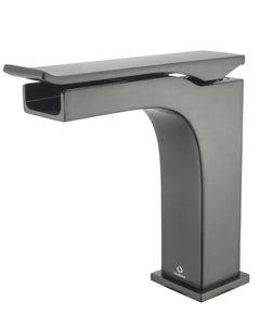 Lexora Sant LS48SRAIS000 48" Single Wall Mounted Bathroom Vanity in Iron Charcoal and Acrylic Top, Integrated Rectangle Sink, Gun Metal Faucet