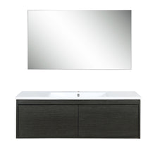 Load image into Gallery viewer, Lexora Sant LS48SRAIS000 48&quot; Single Wall Mounted Bathroom Vanity in Iron Charcoal and Acrylic Top, Integrated Rectangle Sink, with Mirror