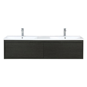 Lexora Sant LS60DRAIS000 60" Double Wall Mounted Bathroom Vanity in Iron Charcoal and Acrylic Top, Integrated Rectangle Sinks, with Faucets