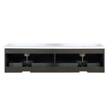 Load image into Gallery viewer, Lexora Sant LS60DRAIS000 60&quot; Double Wall Mounted Bathroom Vanity in Iron Charcoal and Acrylic Top, Integrated Rectangle Sinks, Back View
