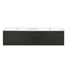 Load image into Gallery viewer, Lexora Sant LS60DRAIS000 60&quot; Double Wall Mounted Bathroom Vanity in Iron Charcoal and Acrylic Top, Integrated Rectangle Sinks, Front View