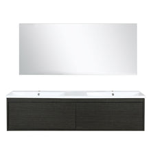 Load image into Gallery viewer, Lexora Sant LS60DRAIS000 60&quot; Double Wall Mounted Bathroom Vanity in Iron Charcoal and Acrylic Top, Integrated Rectangle Sinks, with Mirror