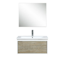 Load image into Gallery viewer, Lexora Scopi LSC30SRAOS000 30&quot; Single Wall Mounted Bathroom Vanity in Rustic Acacia and Acrylic Top, Integrated Rectangle Sink, with Mirror and Faucet