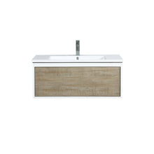 Load image into Gallery viewer, Lexora Scopi LSC36SRAOS000 36&quot; Single Wall Mounted Bathroom Vanity in Rustic Acacia and Acrylic Top, Integrated Rectangle Sink, with Faucet