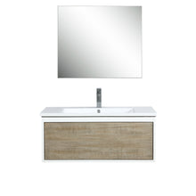 Load image into Gallery viewer, Lexora Scopi LSC36SRAOS000 36&quot; Single Wall Mounted Bathroom Vanity in Rustic Acacia and Acrylic Top, Integrated Rectangle Sink, with Mirror and Faucet