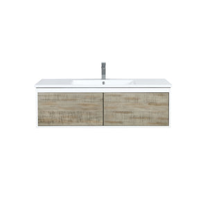 Lexora Scopi LSC48SRAOS000 48" Single Wall Mounted Bathroom Vanity in Rustic Acacia and Acrylic Top, Integrated Rectangle Sink, with Faucet