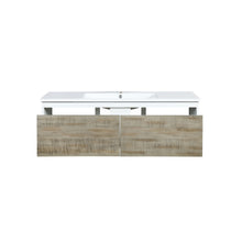 Load image into Gallery viewer, Lexora Scopi LSC48SRAOS000 48&quot; Single Wall Mounted Bathroom Vanity in Rustic Acacia and Acrylic Top, Integrated Rectangle Sink, Open Drawers Front View