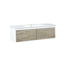 Load image into Gallery viewer, Lexora Scopi LSC48SRAOS000 48&quot; Single Wall Mounted Bathroom Vanity in Rustic Acacia and Acrylic Top, Integrated Rectangle Sink, Angled View