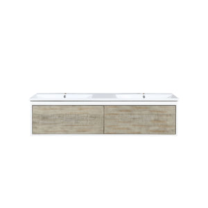 Lexora Scopi LSC60DRAOS000 60" Double Wall Mounted Bathroom Vanity in Rustic Acacia and Acrylic Top, Integrated Rectangle Sinks, Front View
