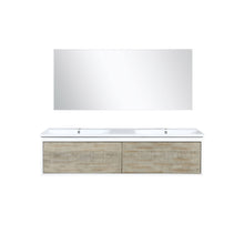 Load image into Gallery viewer, Lexora Scopi LSC60DRAOS000 60&quot; Double Wall Mounted Bathroom Vanity in Rustic Acacia and Acrylic Top, Integrated Rectangle Sinks, with Mirror