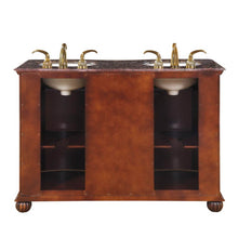 Load image into Gallery viewer, SILKROAD EXCLUSIVE LTP-0180-BB-UIC-52 52&quot; Double Bathroom Vanity in English Chestnut with Baltic Brown Granite, Ivory Oval Sinks, Back View