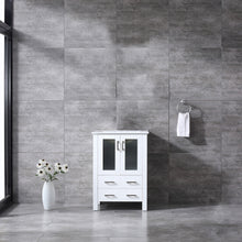 Load image into Gallery viewer, Lexora Volez LV341824SAES000 24&quot; Single Bathroom Vanity in White, Integrated Rectangle Sink, Rendered Front View