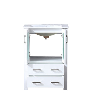 Lexora Volez LV341824SAES000 24" Single Bathroom Vanity in White, Integrated Rectangle Sink, Open Doors