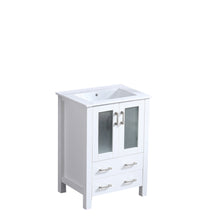 Load image into Gallery viewer, Lexora Volez LV341824SAES000 24&quot; Single Bathroom Vanity in White, Integrated Rectangle Sink, Angled View