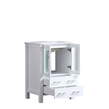 Load image into Gallery viewer, Lexora Volez LV341824SAES000 24&quot; Single Bathroom Vanity in White, Integrated Rectangle Sink, Angled Open Doors and Drawers