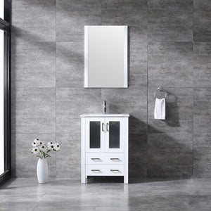 Lexora Volez LV341824SAES000 24" Single Bathroom Vanity in White, Integrated Rectangle Sink