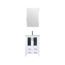 Load image into Gallery viewer, Lexora Volez LV341824SAES000 24&quot; Single Bathroom Vanity in White, Integrated Rectangle Sink, with Mirror and Faucet