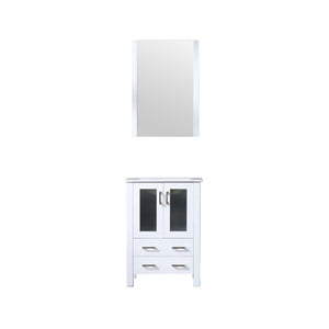 Lexora Volez LV341824SAES000 24" Single Bathroom Vanity in White, Integrated Rectangle Sink, with Mirror
