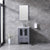 Lexora Volez LV341824SBES000 24" Single Bathroom Vanity in Dark Grey, Integrated Rectangle Sink, Rendered with Mirror and Faucet
