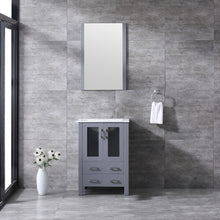 Load image into Gallery viewer, Lexora Volez LV341824SBES000 24&quot; Single Bathroom Vanity in Dark Grey, Integrated Rectangle Sink, Rendered with Mirror