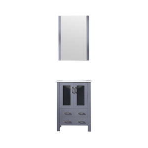 Lexora Volez LV341824SBES000 24" Single Bathroom Vanity in Dark Grey, Integrated Rectangle Sink, with Mirror
