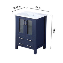 Load image into Gallery viewer, Lexora Volez LV341824SEES000 24&quot; Single Bathroom Vanity in Navy Blue, Integrated Rectangle Sink, Vanity Dimensions