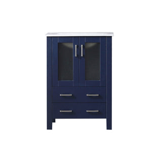 Lexora Volez LV341824SEES000 24" Single Bathroom Vanity in Navy Blue, Integrated Rectangle Sink, Front View
