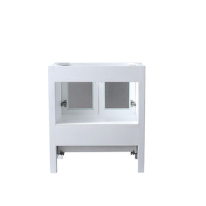 Lexora Volez LV341830SAES000 30" Single Bathroom Vanity in White, Integrated Rectangle Sink, Back View