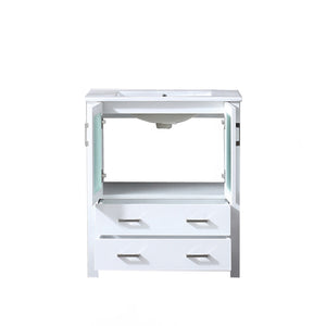 Lexora Volez LV341830SAES000 30" Single Bathroom Vanity in White, Integrated Rectangle Sink, Open Doors