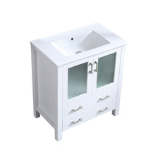 Load image into Gallery viewer, Lexora Volez LV341830SAES000 30&quot; Single Bathroom Vanity in White, Integrated Rectangle Sink, Front View