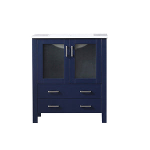Lexora Volez LV341830SEES000 30" Single Bathroom Vanity in Navy Blue, Integrated Rectangle Sink, Front View