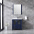 Lexora Volez LV341830SEES000 30" Single Bathroom Vanity in Navy Blue, Integrated Rectangle Sink, Rendered with Mirror and Fauet