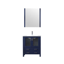 Load image into Gallery viewer, Lexora Volez LV341830SEES000 30&quot; Single Bathroom Vanity in Navy Blue, Integrated Rectangle Sink, with Mirror and Faucet