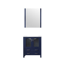 Load image into Gallery viewer, Lexora Volez LV341830SEES000 30&quot; Single Bathroom Vanity in Navy Blue, Integrated Rectangle Sink, with Mirror