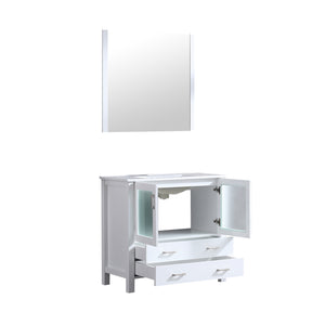Lexora Volez LV341836SAES000 36" Single Bathroom Vanity in White, Integrated Rectangle Sink, with Mirror